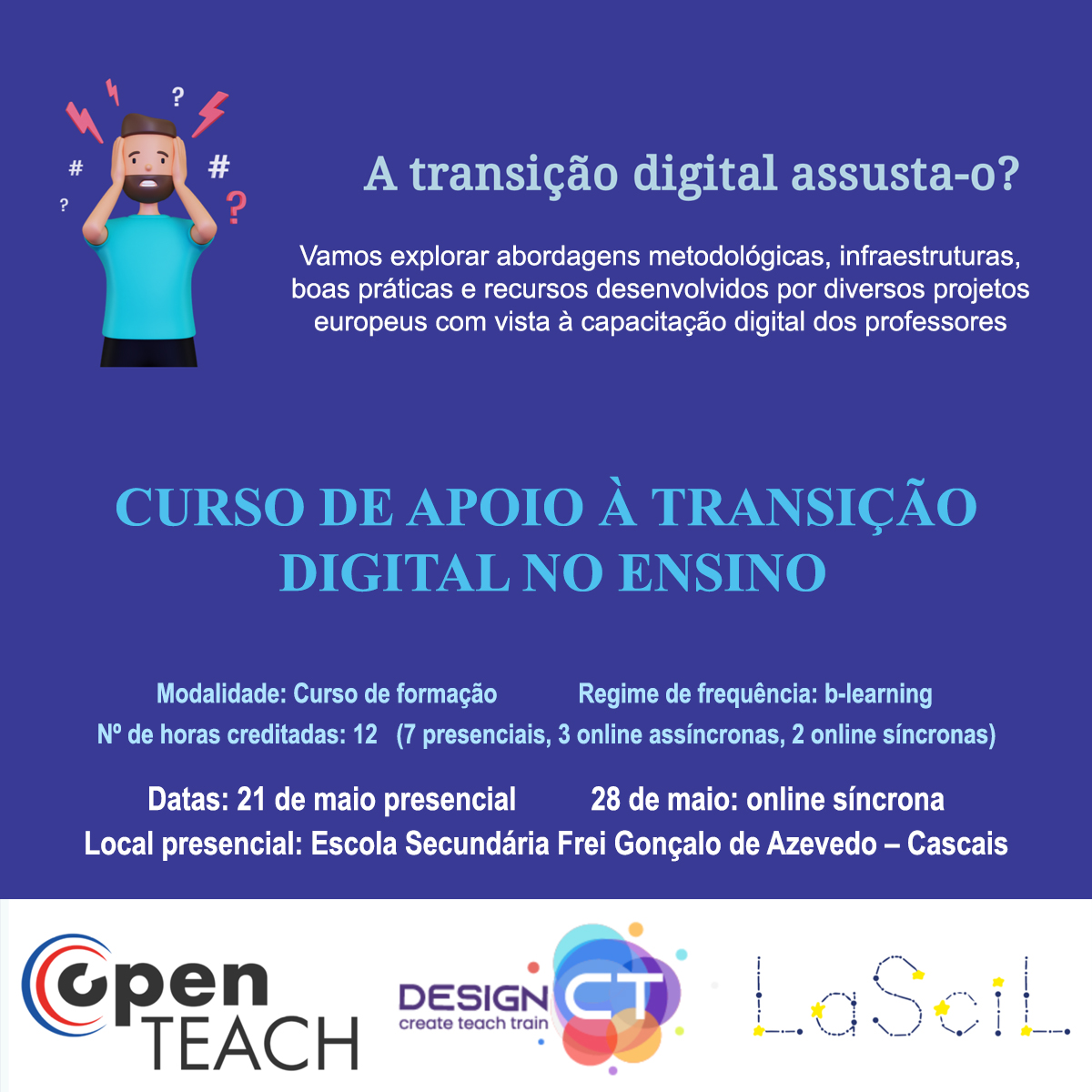 nuclio_pt's tweet photo. 📌Curso "APOIO À TRANSIÇÃO DIGITAL NO ENSINO - BOAS PRÁTICAS, INFRAESTRUTURAS, REPOSITÓRIOS
👉 Vamos explorar os projetos: Open Teach, Design-CT e LaSciL.
➤ Mais informações/Inscrições: https://t.co/nnhTu1kq30
@OpenTeachEU #DesignCT @LaSciL_project #teachertraining https://t.co/k7uUYruGVT