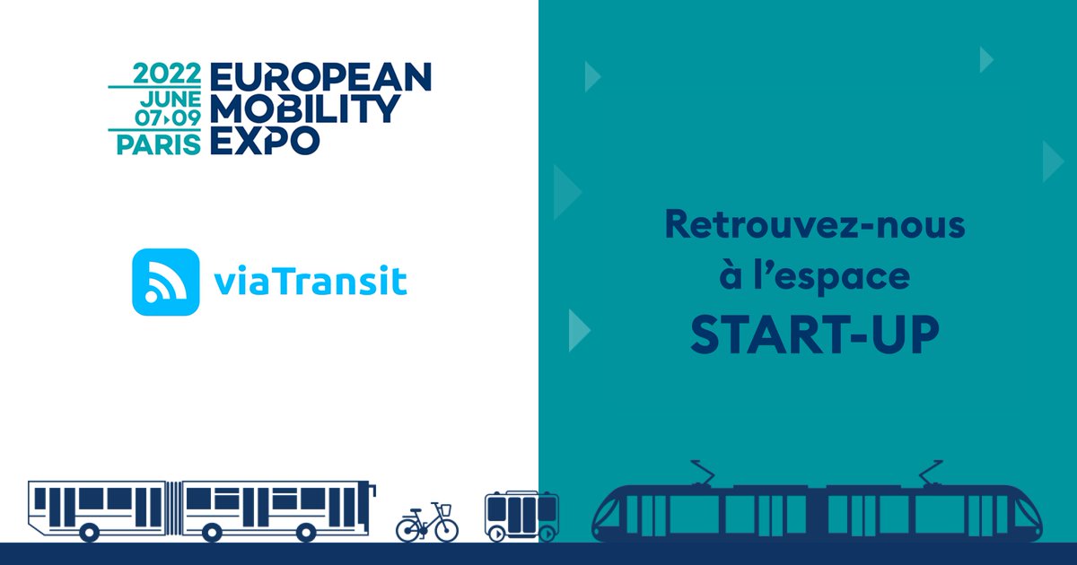 viatransitapp's tweet photo. Nous vous donnons rendez-vous dans moins d’un mois pour l’@EuMoExpo   à 📍Paris.

Venez échanger avec nous sur la thématique du #MaaS et de la valorisation des territoires.📱 💳 🚌

🗓️ SAVE THE DATE ! Rencontrons-nous les 7, 8 et 9 juin prochain à l'espace start-up de #EuMo2022 https://t.co/XbQMiN0rZA