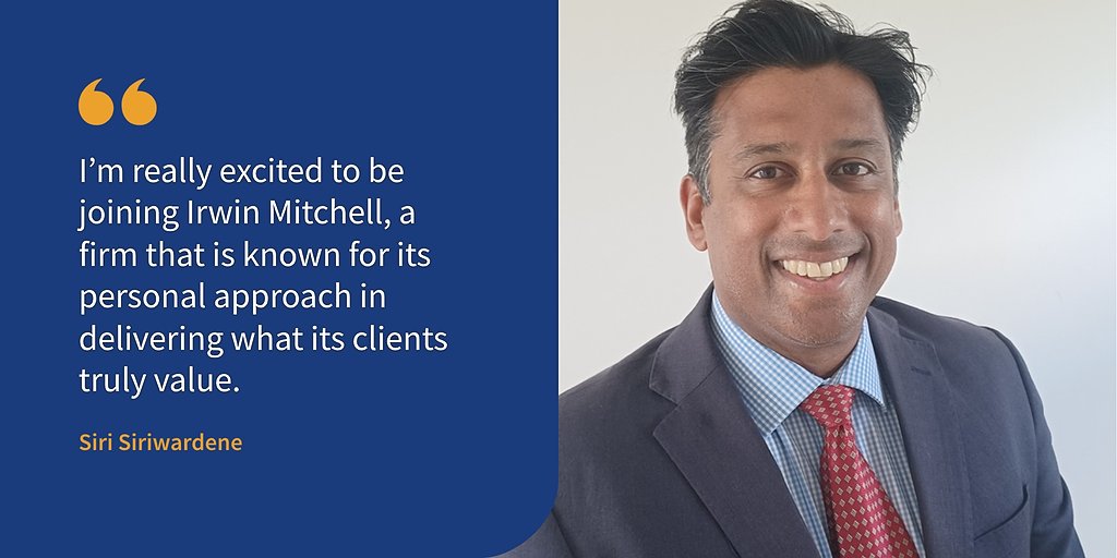 Personal_Legal's tweet photo. We are delighted to welcome leading private client expert Siri Siriwardene to @irwinmitchell where he will drive growth in the private client, family law and financial planning space. Read more about his appointment here: https://t.co/dLnNKHMge5 https://t.co/8fv5slbKOo