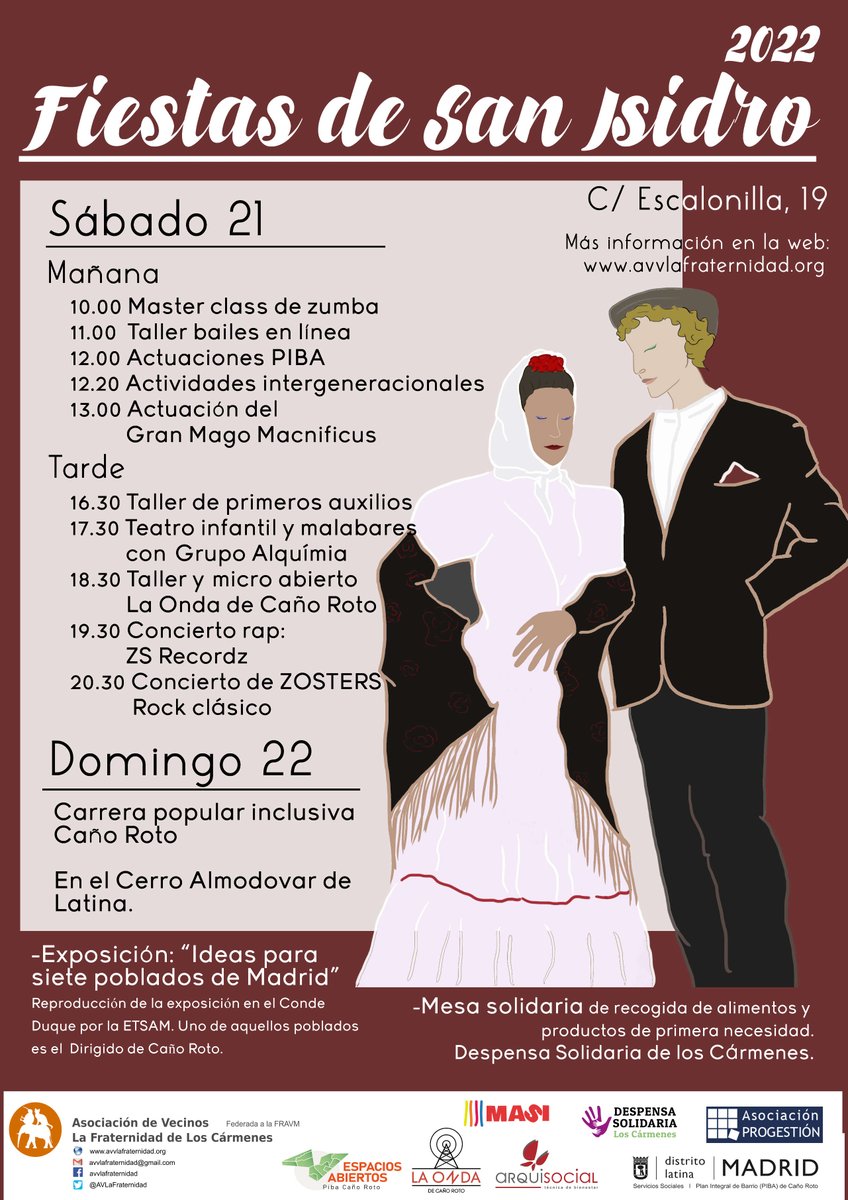 Fiestas de San Isidro de Caño Roto 2022💃💃Los Cármenes🕺🕺
Sábado 21 : talleres, conciertos, actuaciones, juegos populares.
Domingo 22: carrera popular en el Cerro Almodovar
#fiestas #sanisidro #loscarmenes