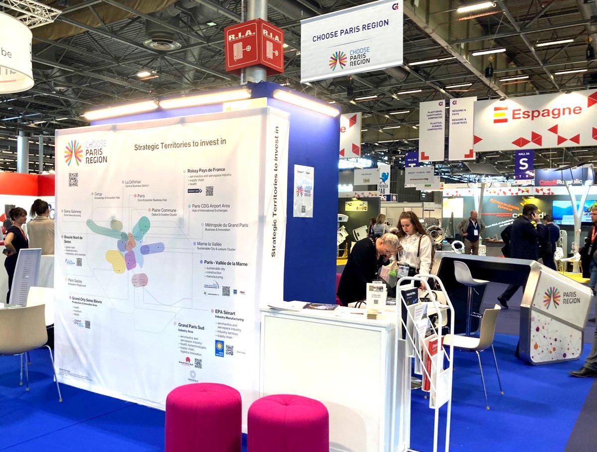 ChooseParisReg's tweet photo. ☀️🚀 1er jour @Salon_GI | Choose Paris Region, @GrandOrly, @RoissyDev, l'EPT Boucle Nord de Seine, @aggloPVM, @grandparissud, @epasenart, @SEM_Am77 sont sur le salon Global Industrie pour présenter les opportunités d'affaires pour les investisseurs internationaux en @iledefrance https://t.co/K75YEUD0cI