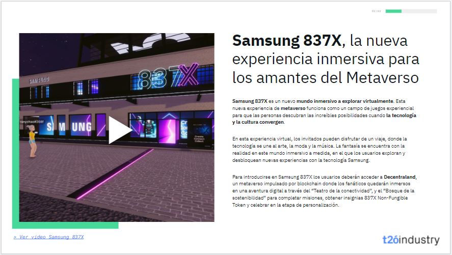 t2o_one's tweet photo. ¿Conoces la nueva experiencia inmersiva de @Samsung para los amantes del #Metaverso? 

Descubre más en nuestro informe sobre #TendenciasDigitales ➡️ https://t.co/nlL31i0wrf 

#t2óIndustry #t2óLearnings #MetaVerso #Samsung837X https://t.co/DmhF5XFWS9