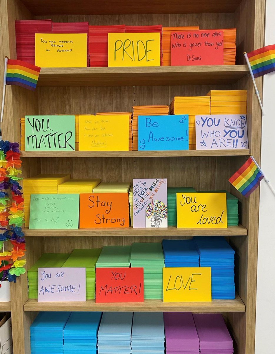 PACYPC's tweet image. To celebrate IDAHOBIT today, we went rainbow and created a pride wall with messages of support for LGBTIQA+ children &amp;amp; young ppl #idahobit2022 #canberra @minus18youth