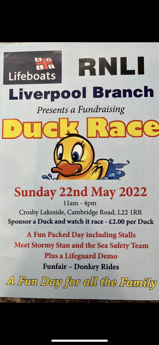 RNLI Liverpool (@rnliliverpool) on Twitter photo A great day for all the family. Water safety demonstration, Duck race, stalls , funfair rides, Donkey rides, Burgers. All proceeds to RNLI. Don’t miss it. <a href="/SteveMulville/">Steve Mulville🐶🌞☔️☁️☃️🌈⚽️💙</a> <a href="/faerder46/">Færder</a> <a href="/RNLI/">RNLI</a> <a href="/merseysidewr/">Merseyside Water Rescue</a> @CruiseLpool <a href="/Juliefundraiser/">Julie Lawson BEM DL</a> <a href="/FormbyBubble/">Formby Bubble</a> A great day for all the family. Water safety demonstration, Duck race, stalls , funfair rides, Donkey rides, Burgers. All proceeds to RNLI. Don’t miss it. <a href="/SteveMulville/">Steve Mulville🐶🌞☔️☁️☃️🌈⚽️💙</a> <a href="/faerder46/">Færder</a> <a href="/RNLI/">RNLI</a> <a href="/merseysidewr/">Merseyside Water Rescue</a> @CruiseLpool <a href="/Juliefundraiser/">Julie Lawson BEM DL</a> <a href="/FormbyBubble/">Formby Bubble</a>