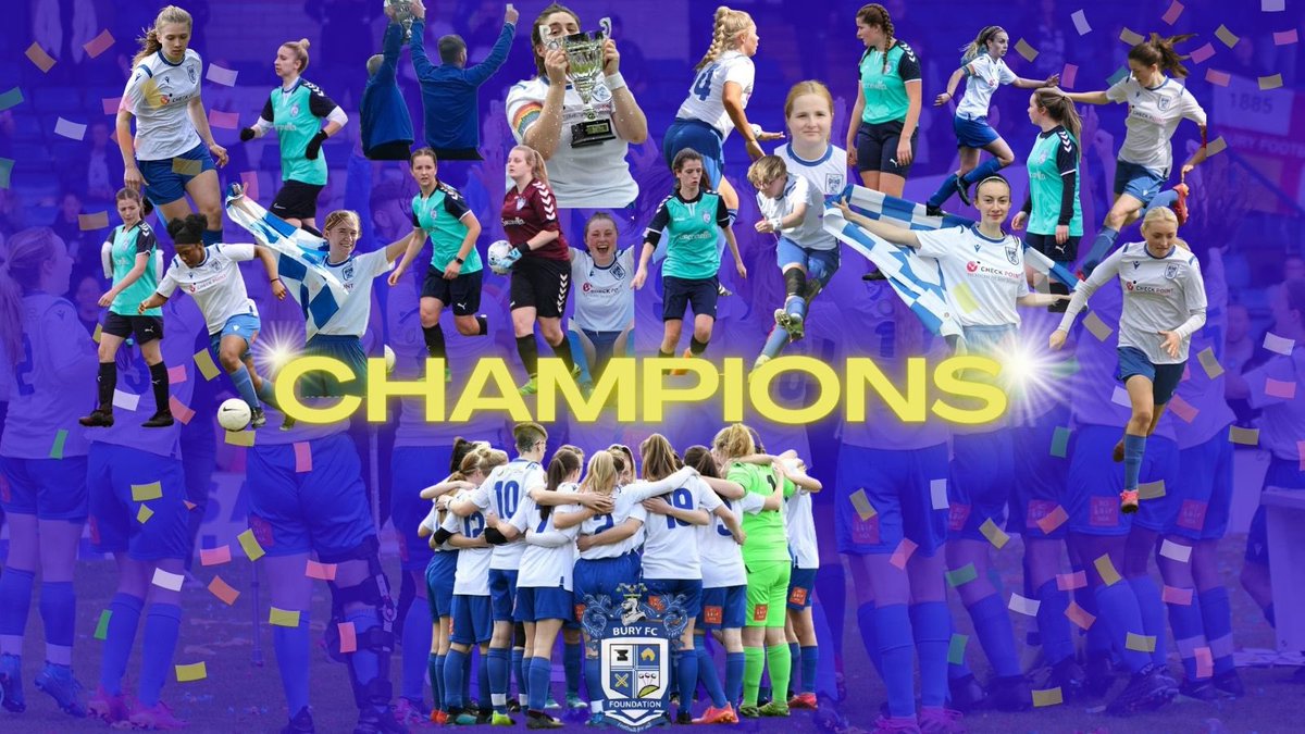 🏆CHAMPIONS🏆

Sunday’s win saw us become League Winners🎉

F:121  A:23

Plaudits to parents, coaches, amazing spectators, @buryfcss <a href="/buryfcofficial/">Bury Football Club</a> @BuryFCBoysGirls &amp; our amazing players for this achievement👏🏼

🗞Gigg Lane secured for 22/23 home games🏟

buryfcss.co.uk/sla-agreed-wit…