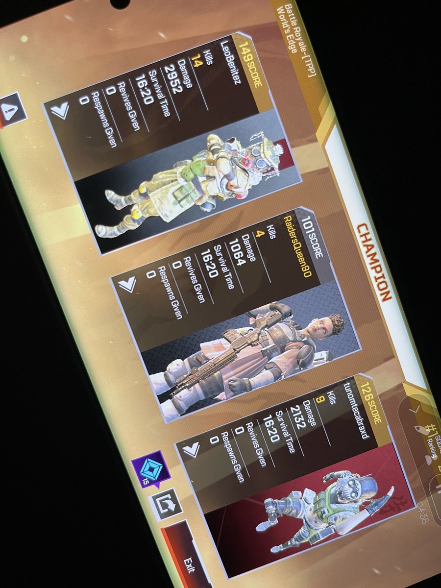 RaidersQueen90's tweet photo. Fukn champion baby first game on let’s go maybe no sleep maybe a stream 🥰 #APEXmobile #apexlegends #firstgamefirstwin #twitchaffiliate https://t.co/HrBUeg7Uc5