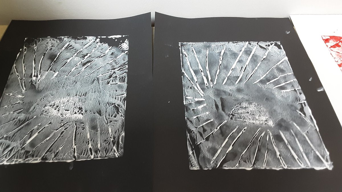 MrsWainwright1's tweet photo. Some great lino prints. #creativity @WiderYps https://t.co/EESo9130ta