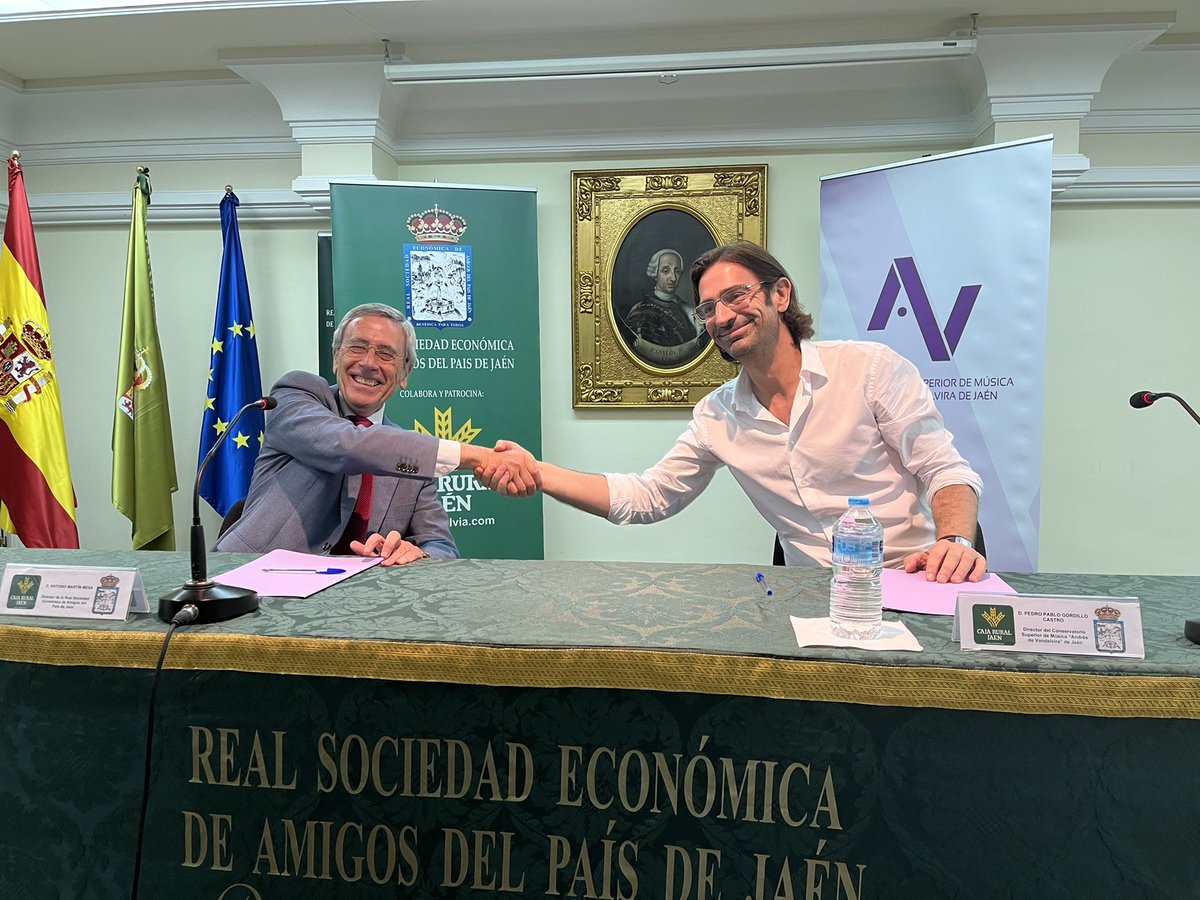 rseapjaen's tweet photo. Seguimos aumentando la colaboración en pro de la cultura de Jaén, en este caso con la nueva firma de colaboración con el Conservatorio Superio de Música Andrés de Vandelvira de Jaén. https://t.co/TfLtqrJgCA