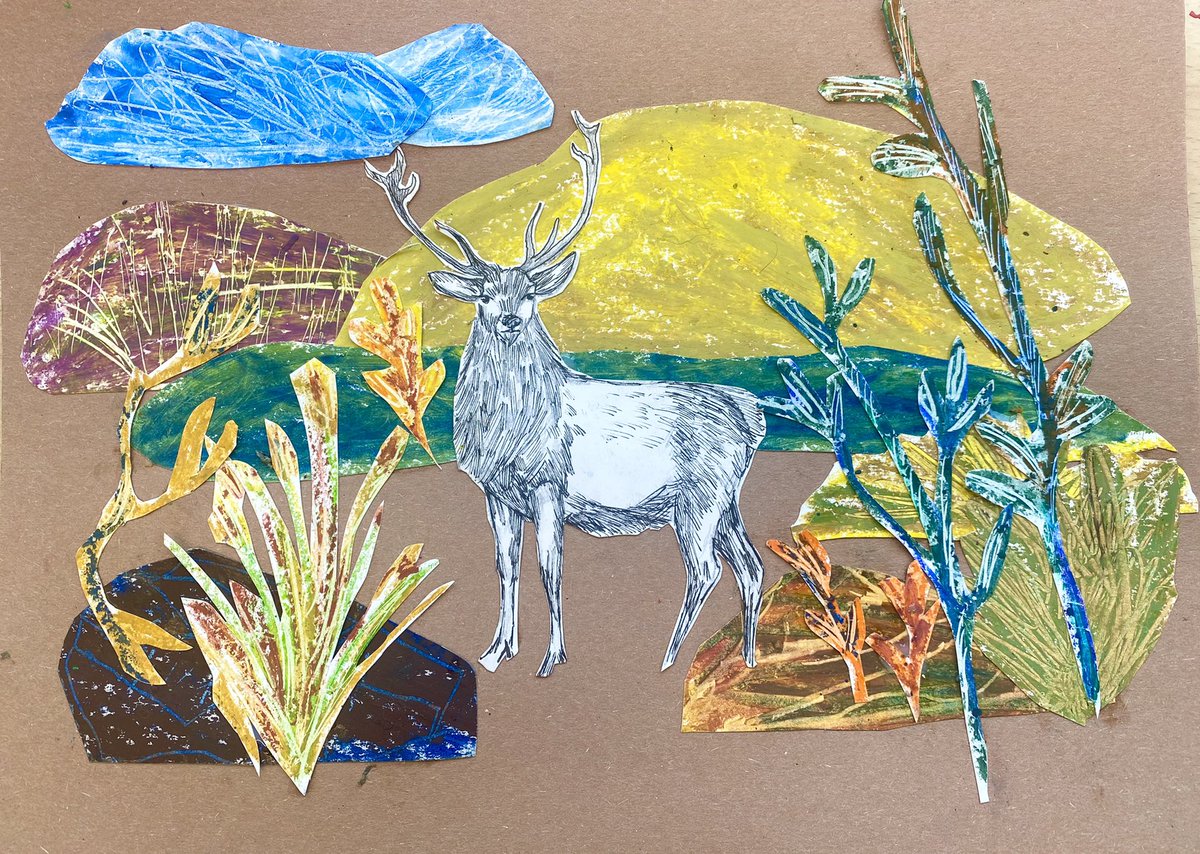 MrsSlaterArt's tweet photo. My example of our final outcome for the Scottish Wildlife project focusing on endangered Scottish species 🦌 #pgde #artteaching #artteacher inspired by #markhearld and illustrator #chrisriddell https://t.co/k953OPM7gw