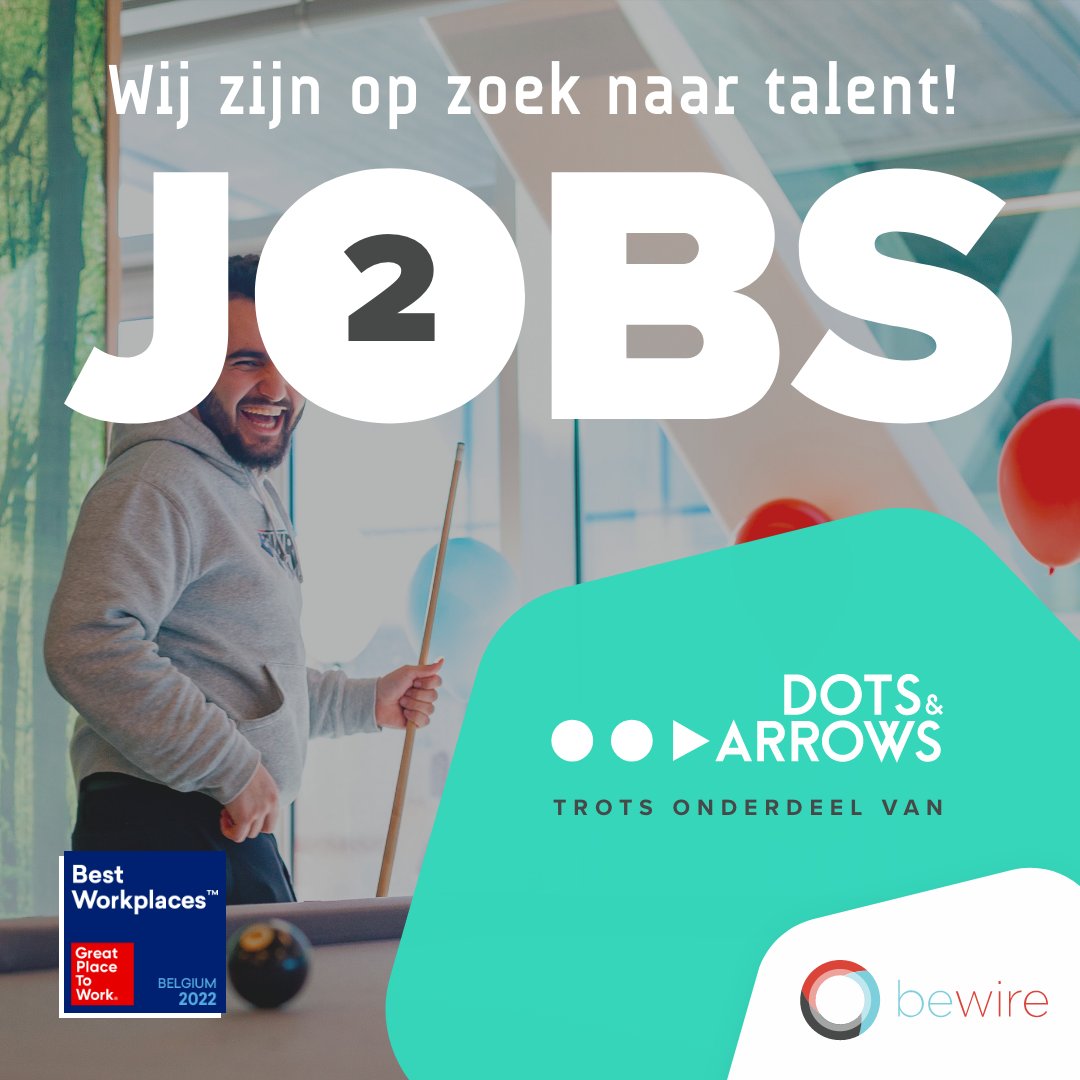 bewirebe's tweet photo. ⚠️ JOB ALERT! ⚠️ Bij ons deelbedrijf Dots &amp; Arrows staan er maar liefst 2 vacatures open. Ben jij op zoek naar een nieuwe uitdaging in een ecosysteem van verschillende expertises binnen IT? Solliciteer dan nu op https://t.co/prNf9Dl5Nn #apidevelopment #integration #dotsandarrows https://t.co/QdRWsitzd5