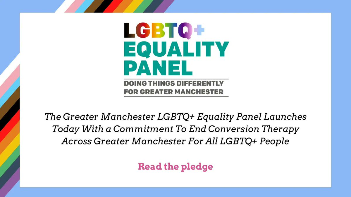 TheProudTrust's tweet photo. The Greater Manchester LGBTQ+ Equality Panel officially launches today on #IDAHOBIT with a promise to make the region better and safer for all LGBTQ+ communities by committing to free the city-region of so-called “conversion therapy”.
Read the full pledge https://t.co/U9NgbjLQl9 https://t.co/JIk8a3magP