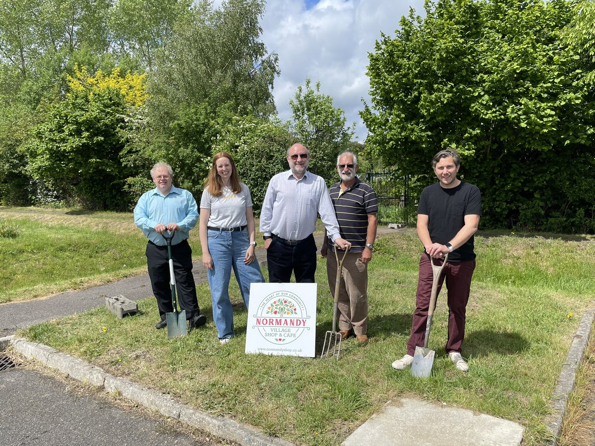 normandyshop's tweet photo. We are go! Yesterday we broke ground and the building of the Shop and Cafe has started.  @PlunkettFoundat @surreylive @BBCSurrey https://t.co/PI5Whdedli