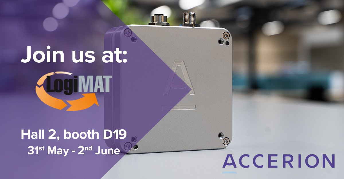 Accerion hits the road again to attend @LogiMAT_Messe  in Stuttgart 31 May to 2 June. We'll be there to introduce everyone to #Triton, our positioning module for localization of mobile robots in intralogistics environments. See you there! #LogiMAT2022 bit.ly/3wpOgfu