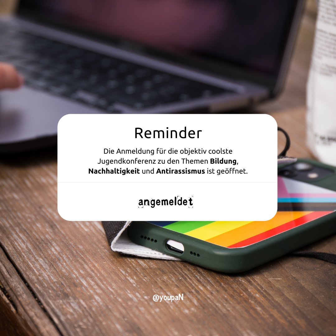 youpan_de's tweet photo. Reminder: Meld dich zur #youcoN an! Alle Informationen und die Anmeldung findet ihr unter https://t.co/ILhuVfBT37. Die Teilnahme, Verpflegung und die Anreise sind kostenlos!
Die #youcoN22 findet dieses Jahr in Mannheim vom 7. - 10. Juli statt.
Weitersagen!
#WirLiebenZukunft https://t.co/qZIc6gy7JE