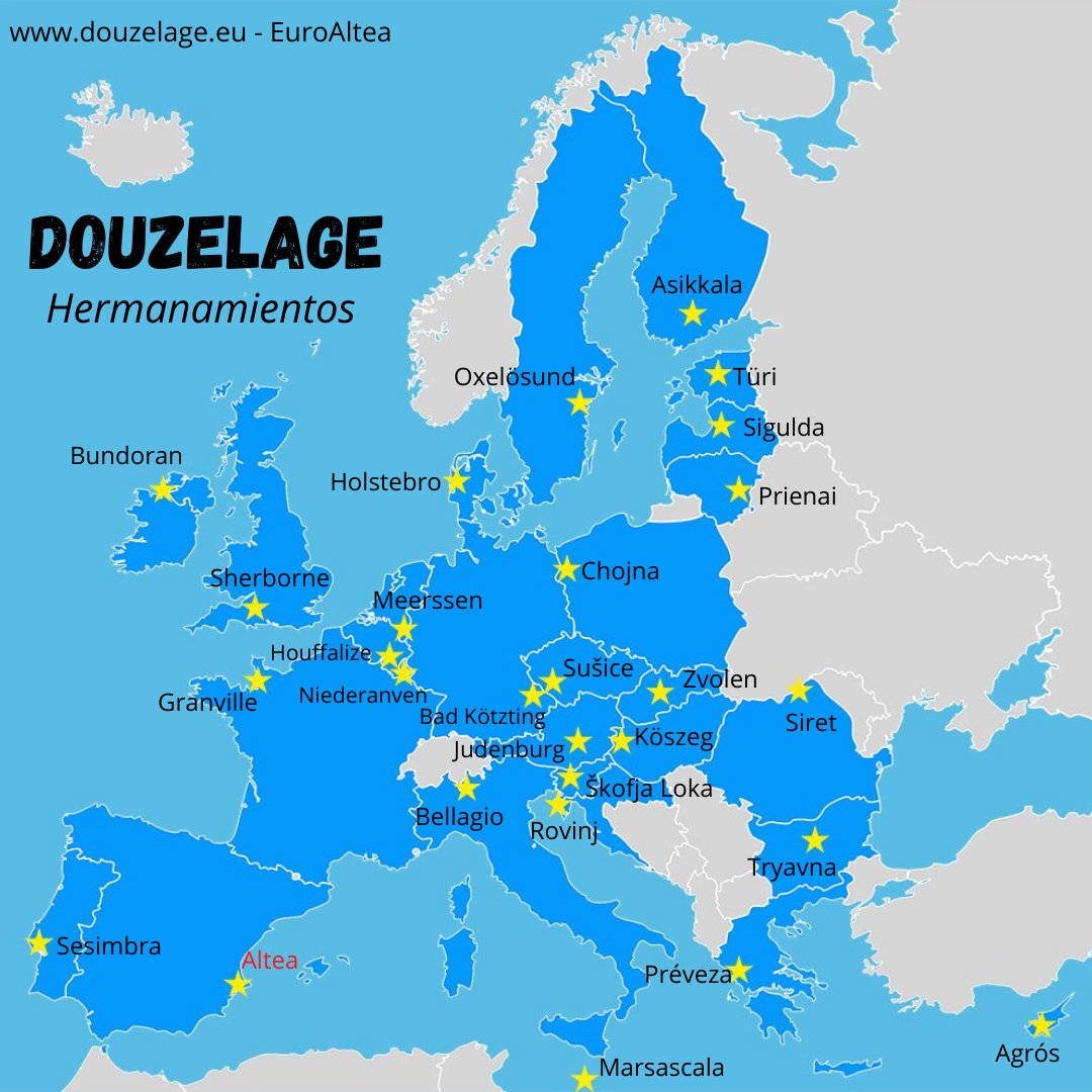 EuroAltea's tweet photo. 🎉 Esta semana se celebra el 31º aniversario de Douzelage, una asociación de ciudades hermanadas de las que forma parte una ciudad de cada uno de los países miembros de la UE 🇪🇺
👉 Promover el espíritu de Europa y establecer lazos educativos, económicos, turísticos #Maprtes🌍 https://t.co/3RMFkGIIM9