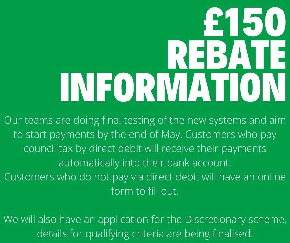 Tendring_DC's tweet photo. £150 rebate update - 

Check this web page for updates: https://t.co/E6hXqedioS

If you would like to change your payment plan to direct debit, click on this link for more information and fill out the form. https://t.co/pOsrWuphEp https://t.co/KTQHLNrrGn