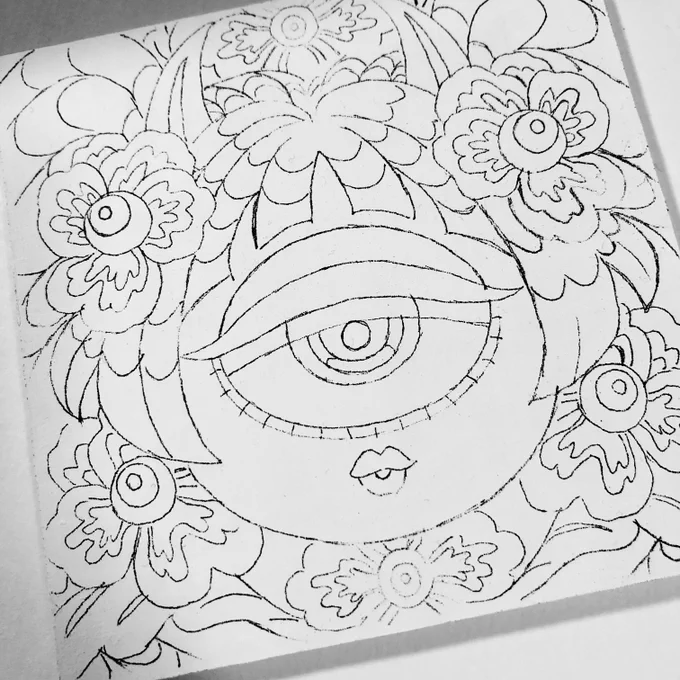対の単眼ちゃんバージョンも描いてます👁🌈並べると気が狂った万華鏡みたいな感じになって良いと思う笑

#イラスト
#illustration 
#wip
#WorkinProgress 