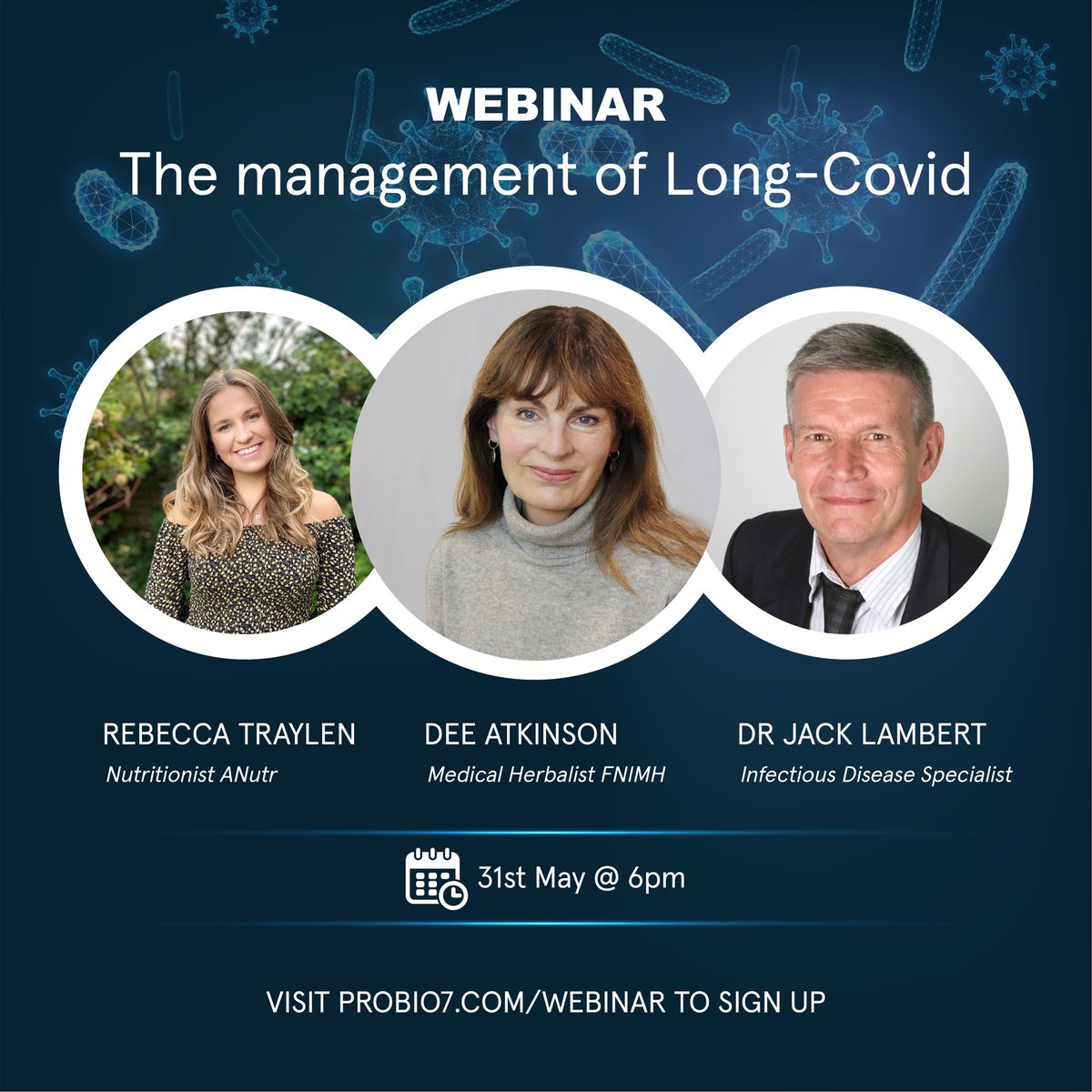 Join us on Tuesday 31st May @ 6pm BST for a webinar in partnership with Napiers the herbalists @napiersclinic. Visit probio7.com to sing up #longcovid