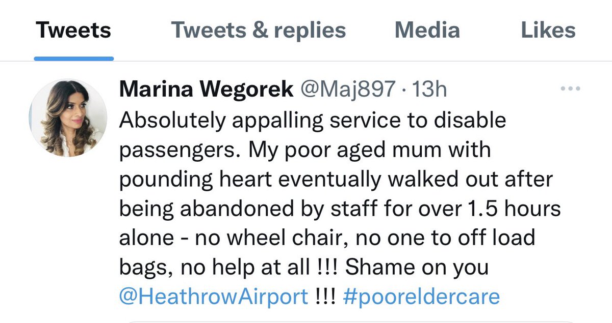 Maj897's tweet photo. @HeathrowAirport @FrankRGardner See below. Yesterday 10+ elderly passengers abandoned including heart patients who all eventually walked out - tearful , staggering , weak, pounding heart!!! Shocked !!! https://t.co/EJYhwJv5QI