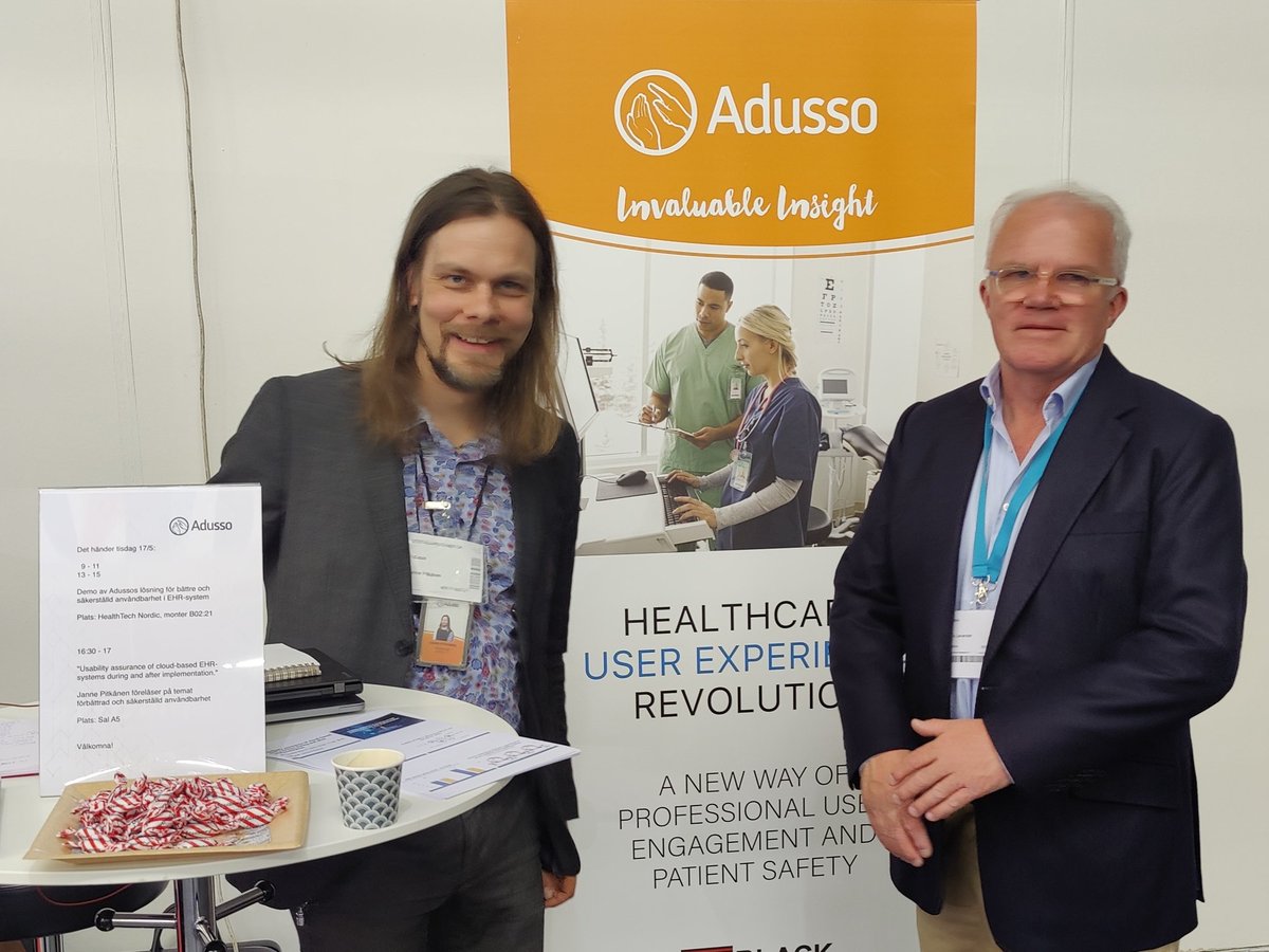 Adusso's tweet photo. Time to take care of usability with Electronic Health Record systems! Visit our booth at #vitalis2022 https://t.co/fhIqFL6EZv