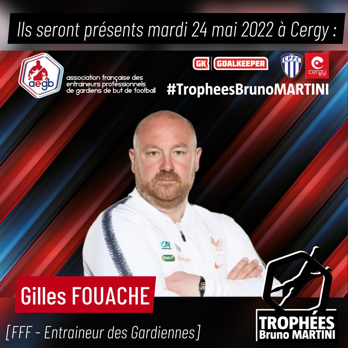 aegbfootball's tweet photo. J-7

Ils seront présents à Cergy  lors de la 1ère Cérémonie des #TropheesBrunoMARTINI 

✅ Franck RAVIOT
[FFF - adjoint Équipe de France ⭐️ | Ent. gardiens] 

✅ Gilles FOUACHE
[FFF - adjoint Équipe de France féminine | Ent. gardiennes] 

AEGB | ⚽️🧤🇫🇷

https://t.co/8iarswhg3g https://t.co/261yYES976