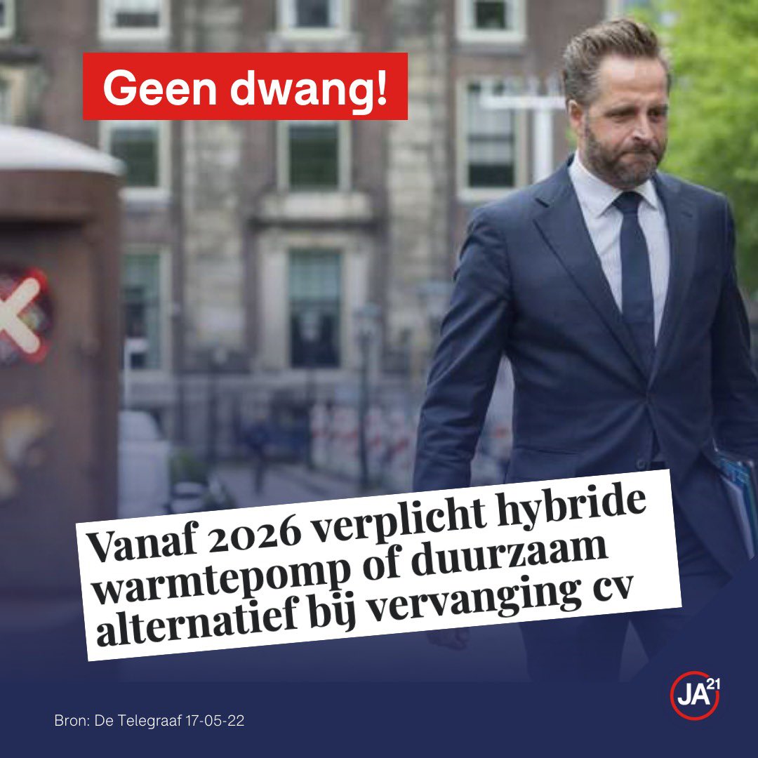 Nederland moet aan de dwangpomp #vanaf2026. Laat dit kabinet van dwang en drang zorgen voor voldoende en betaalbare woningen. #warmtepomp
