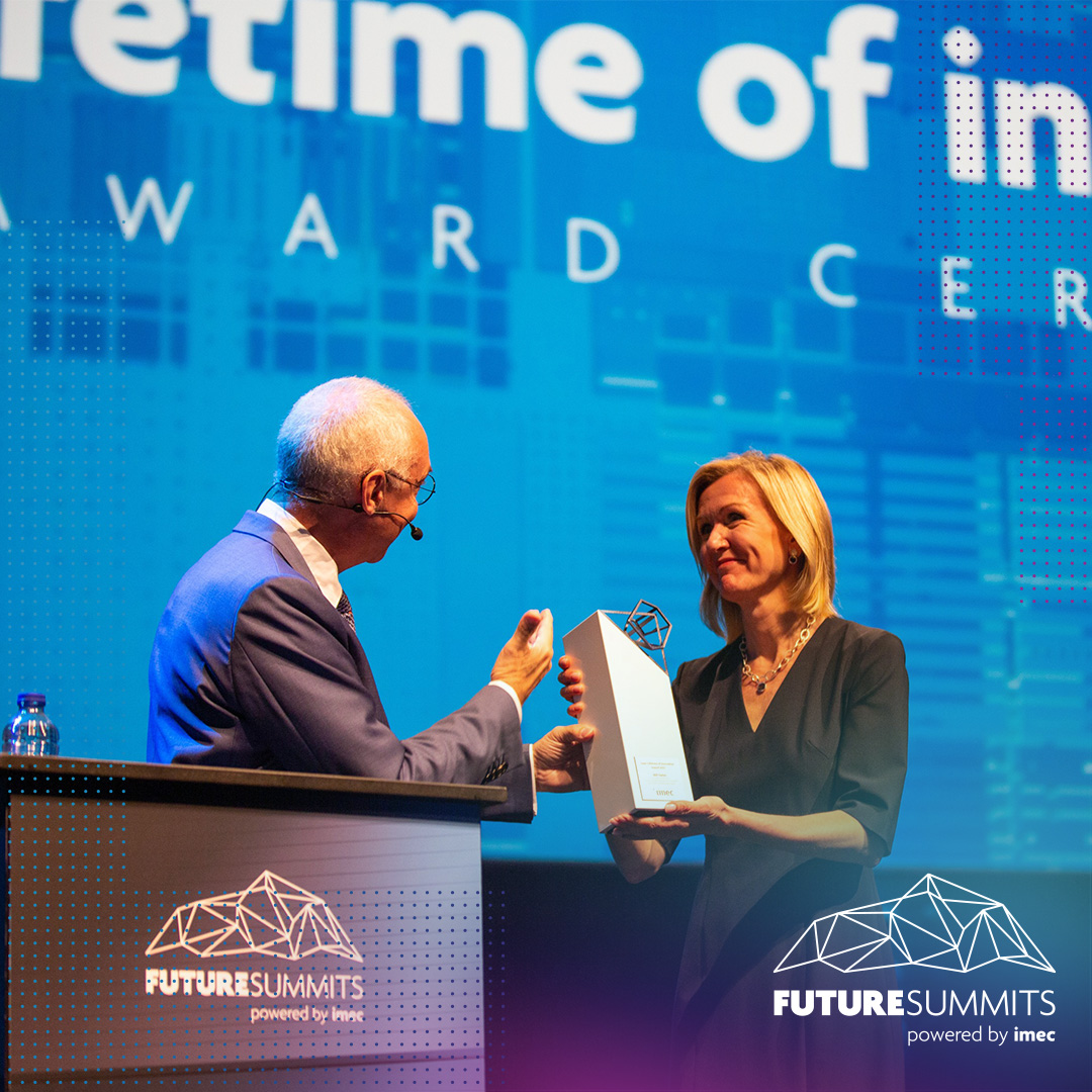 imec_int's tweet photo. Sneak peek of our #FutureSummits2022 ceremony where imec honors @BillGates with the lifetime of innovation award. https://t.co/6hcmMinNLR