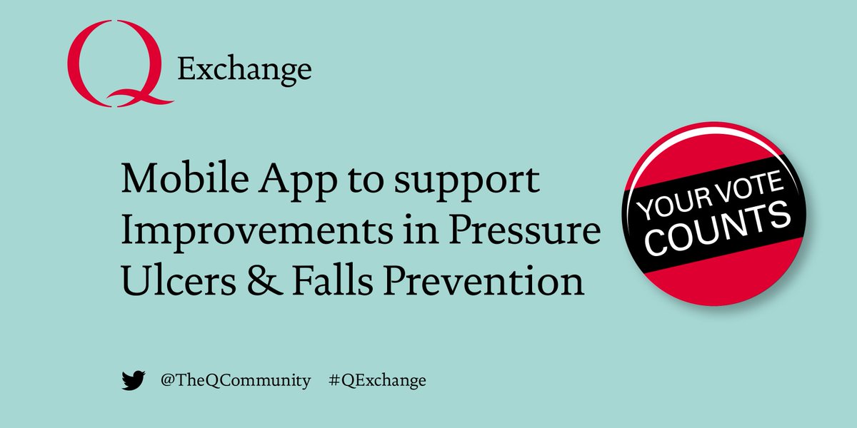 👋Calling QCommunity members!
Voting opens TODAY for #QExchange 
✔️Please consider voting for our project, which seeks to use #mobiletech to transform #PressureUlcer & #fallsprevention improvement🙏 
#digitalhealthcare #QIreland #patientsafety #QITwitter q.health.org.uk/idea/2022/mobi…