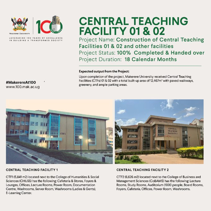 azaria_felicity's tweet photo. The Minister of Education @JanetMuseveni  will also today officially Handover the Central Teaching Facility 01 and 02 @Makerere.
Educational Development in Uganda is almost at apex kudos to @Educ_SportsUg https://t.co/kxYMpF2Q6W