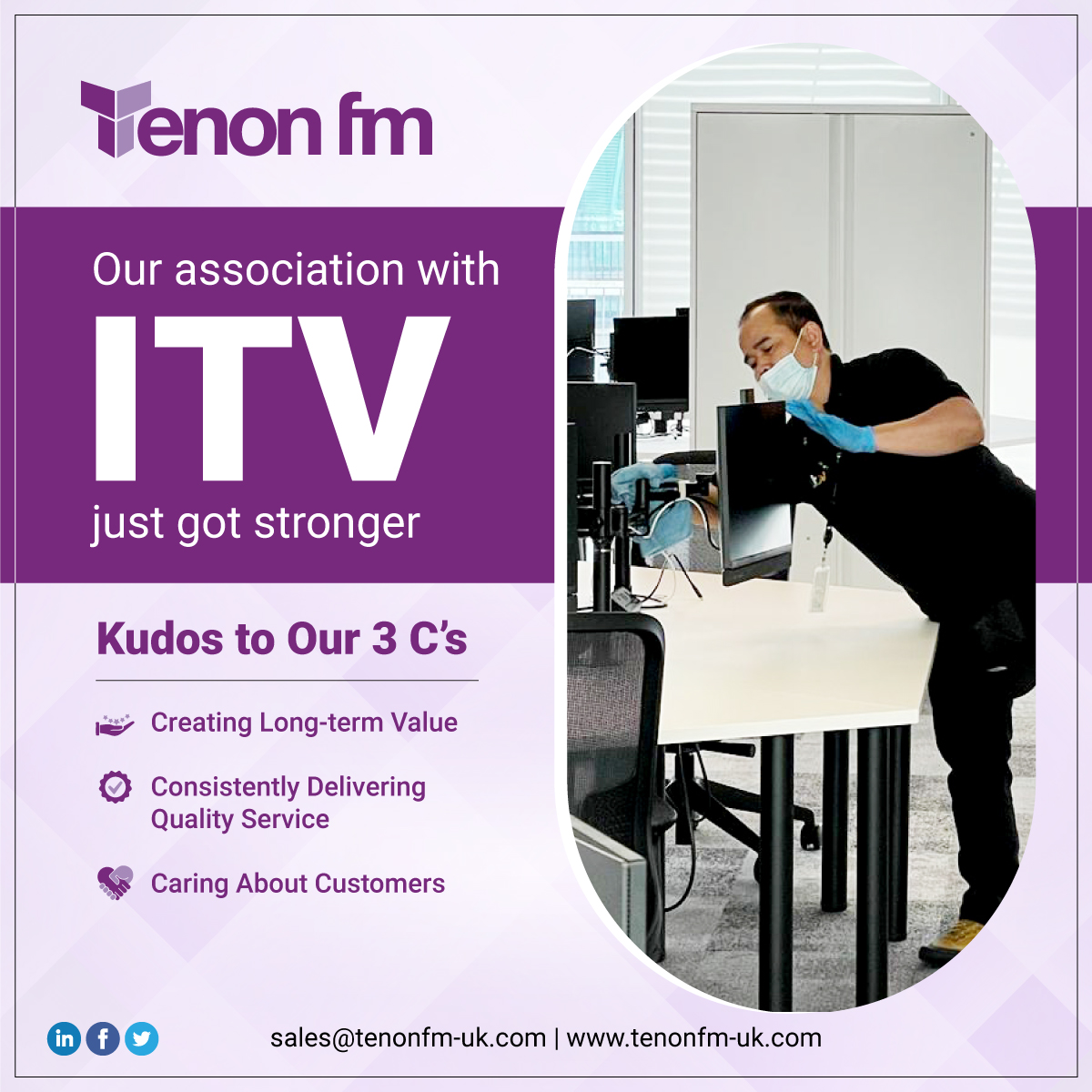 Tenonfm's tweet photo. Our strategy for maintaining long-term association with clients is simple — create unique value, and consistently deliver quality services, and care for customers.

Want to know more about our services? Drop a line at sales@tenonfm-uk.com.

#TenonFM #clientwin #customerexperience https://t.co/SRaeGXwFS2
