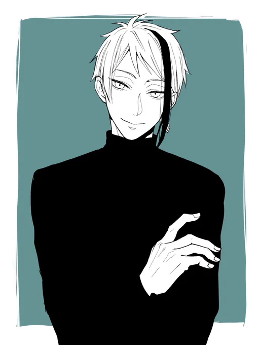 黒ハイネックのジェ 