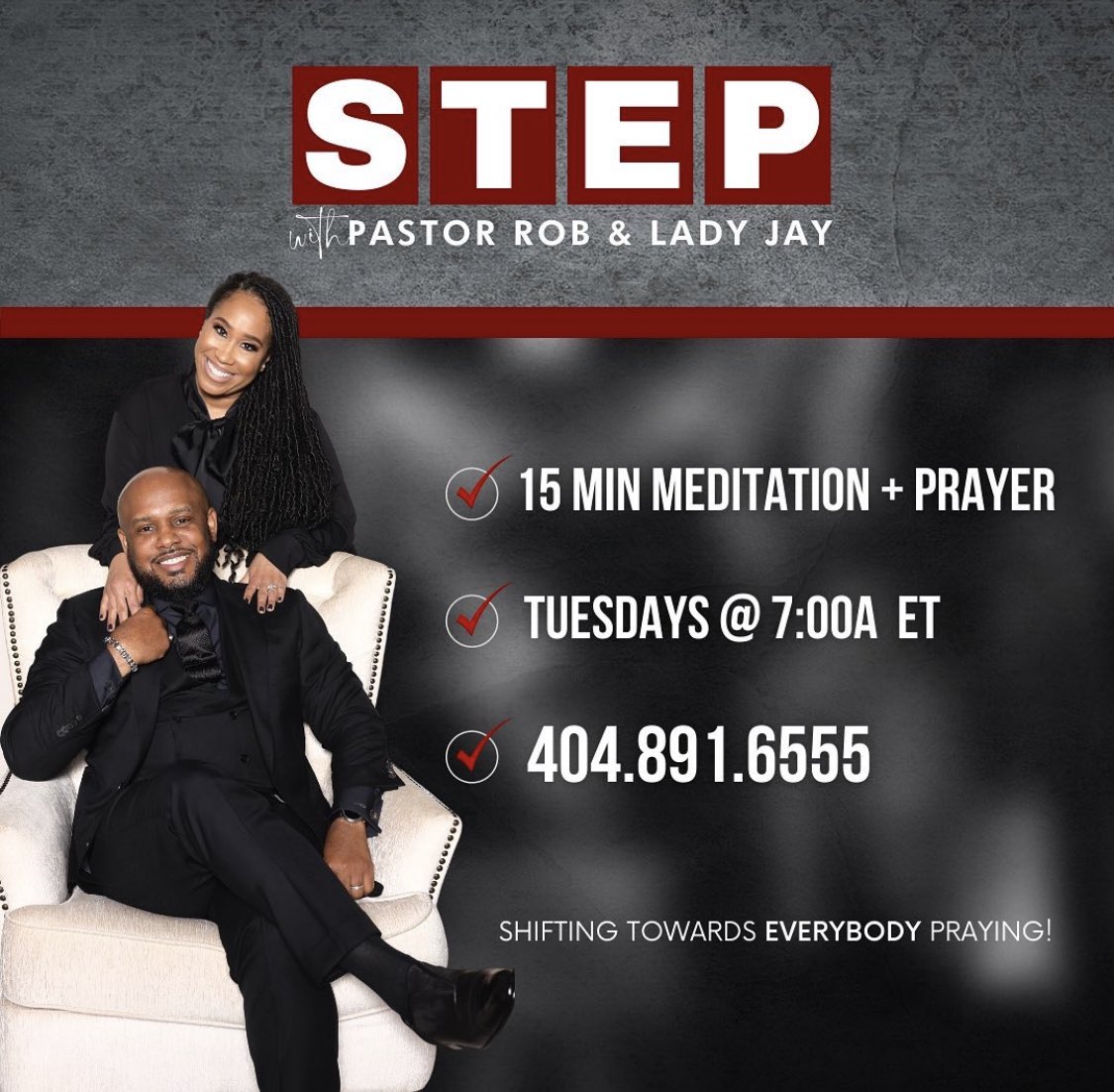 SophiaSellsAtl's tweet photo. Let's Pray! Join @PastorT_Rob, @LadyJMRobinson, @BishopPMorton, @PastorDBMorton &amp; @CHANGINGAGENATL @ 7am est for 15 min AM prayer @ 404-891-6555. No access code needed! 🙏🏾 https://t.co/Q55uLLoOTG
