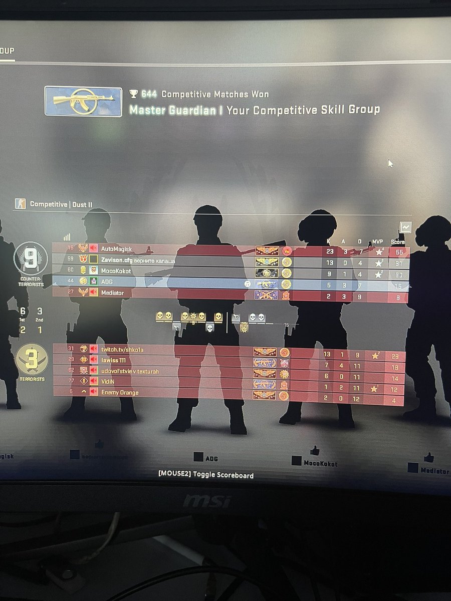 ADG_Official's tweet photo. Think the ranking system may be broke? I’m mg and just got matched with globals 😂 what is going on @CSGO https://t.co/UJBF9nUpUb