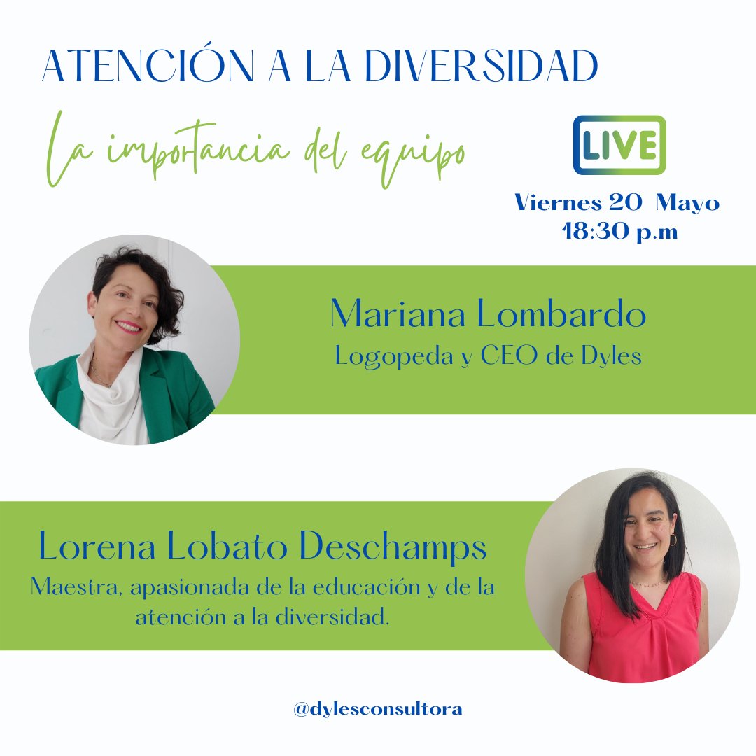 DyLes15's tweet photo. Atención porque este viernes tenemos directo en Instagram!!
Este viernes hablamos con @lorelobdes sobre la importancia de la labor en equipo entre profesionales docentes y profesionales del ámbito sanitario, del complemento y beneficios que eso supone para el niño. https://t.co/6VXLTaofdg