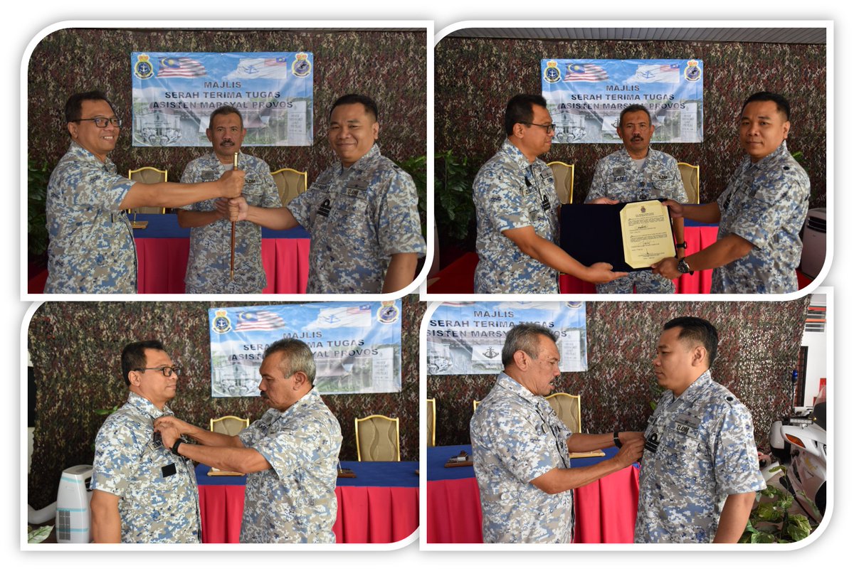 protela_lumut's tweet photo. 2022.05.13 MAJLIS SERAH TERIMA TUGAS ASISTEN MARSYAL PROVOS TELAH MENYEMPURNAKAN OLEH KOMANDER PANGKALAN LUMUT.

#TANGKAS MENGAWAL#

#NavyPeople
#NavyPride
#Navyupdate
@CoxnYusri https://t.co/Up33FFoGHE