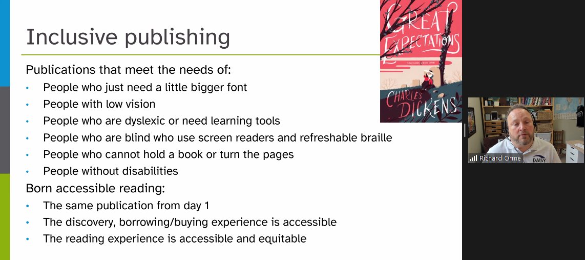 dv_gone's tweet photo. "Great Expectations" of where we want to get with accessible eBooks. Final session at the #RoundTable2020 conference @RTAccess1 https://t.co/ARb2TkOptl
