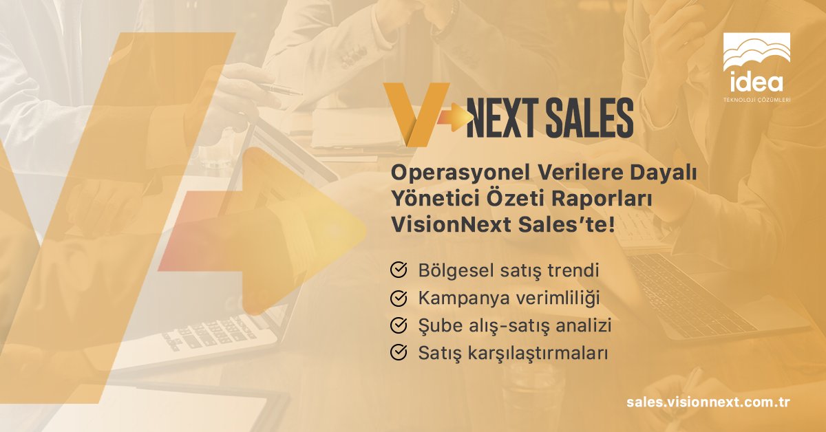 idea_teknoloji's tweet photo. Satış-dağıtım süreçlerine ilişkin merkez firma ve bayi yöneticilerinin doğru aksiyonlar alabilmeleri için, operasyonel verileri işleyerek, karar vermelerine yardımcı özet bilgiler sunan raporlar VisionNext Sales’de!

#İdeaTeknolojiÇözümleri #SatışOtomasyonu #VisionNextSales https://t.co/194CM2Xs6C