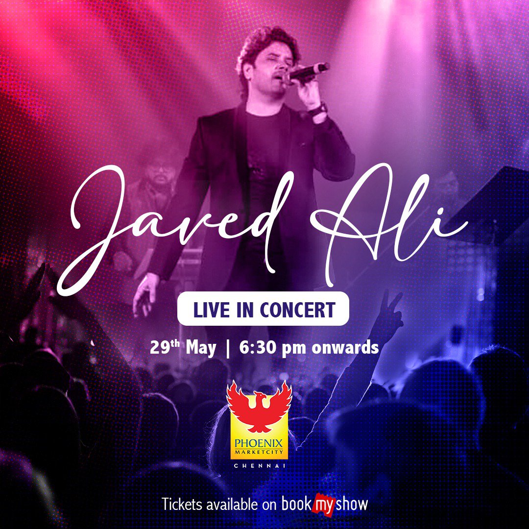 pmcchennai's tweet photo. The singing sensation will be here at Phoenix Marketcity to take you through the magical world of music on 29th May. Book your tickets now!
https://t.co/qf9UjLsxx4
#phoenixchennai #phoenixmarketcity #phoenixmarketcitychennai #shopatphoenix #concerts #musical #javedali https://t.co/YRcpF1G5rn