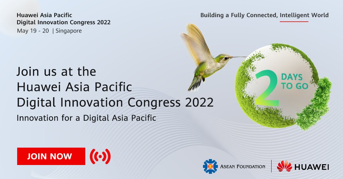 HuaweiCloud1's tweet photo. Mark your calendar! Huawei APAC Digital innovation congress 2022 is starting in 2 days!
Be the first to explore digital future of 2022 and beyond.
Visit this link to sign up or to know more https://t.co/g49cKaM0ng.
#FORinnovationDigitalAPAC https://t.co/69Pe7rqQV9