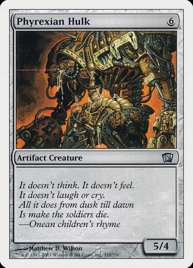 DestinFMusic's tweet photo. @baetog_ Phyrexian Hulk has stood out to me since I was a kid. That little poem has stuck with me for years. https://t.co/pWBhj8fPA2