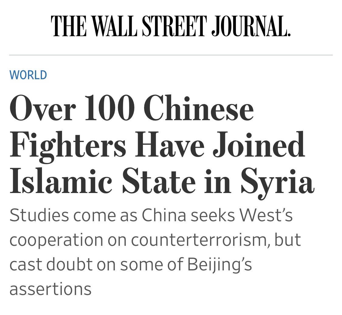 CarlZha's tweet photo. This reminds me when US MSM reporting abt Uyghur militants joining ISIS in Syria referred to them as Chinese fighters https://t.co/oropQb6PSA