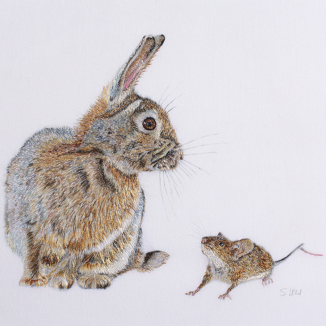 SusannahWeiland's tweet photo. Thrilled to have my hand embroidered Greenwich Rabbit &amp; Mouse selected for the Bath Society of Artists 117th Annual Exhibition at the @VictoriaArtBath 

#bathsocietyofartists #bathsocietyofartistsopenexhibtion #artexhibition https://t.co/TQG2qSZVV4