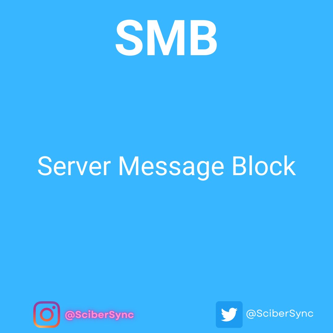 SciberSync's tweet image. SMB is Server Message Block which is the most common type of file sharing protocol available across all platforms.

#smb #servermessageblock #server #file #filesharing #apple #windows #mac #linux #media

#SciberSync #Science #Cyber #Technology #IT