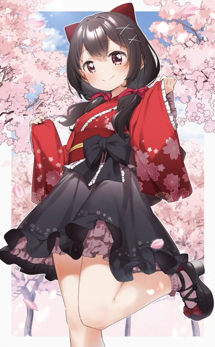 和風ロリータ黒髪おさげ赤りぼんちゃん!
#Skeb 