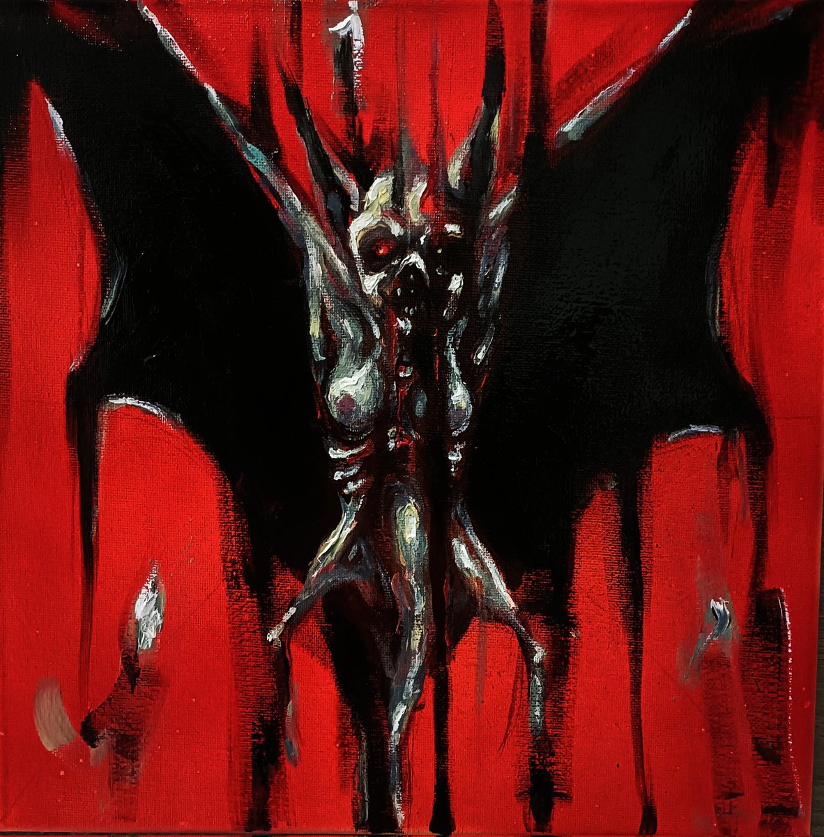 AnnaScaryArt's tweet photo. This Is my new painting 🦇 No title, oil on Canvas, 30x30cm, year 2022.
Available stuff here https://t.co/nFE9vvLO93
.
.
.
#grotesque #gothic #darkart #creepy #creepyart #horrorart #ArtistOnTwitter
#HorrorCommunity #horrorartist #goreart #artwork #weirdcore https://t.co/YLxcVg5vTe