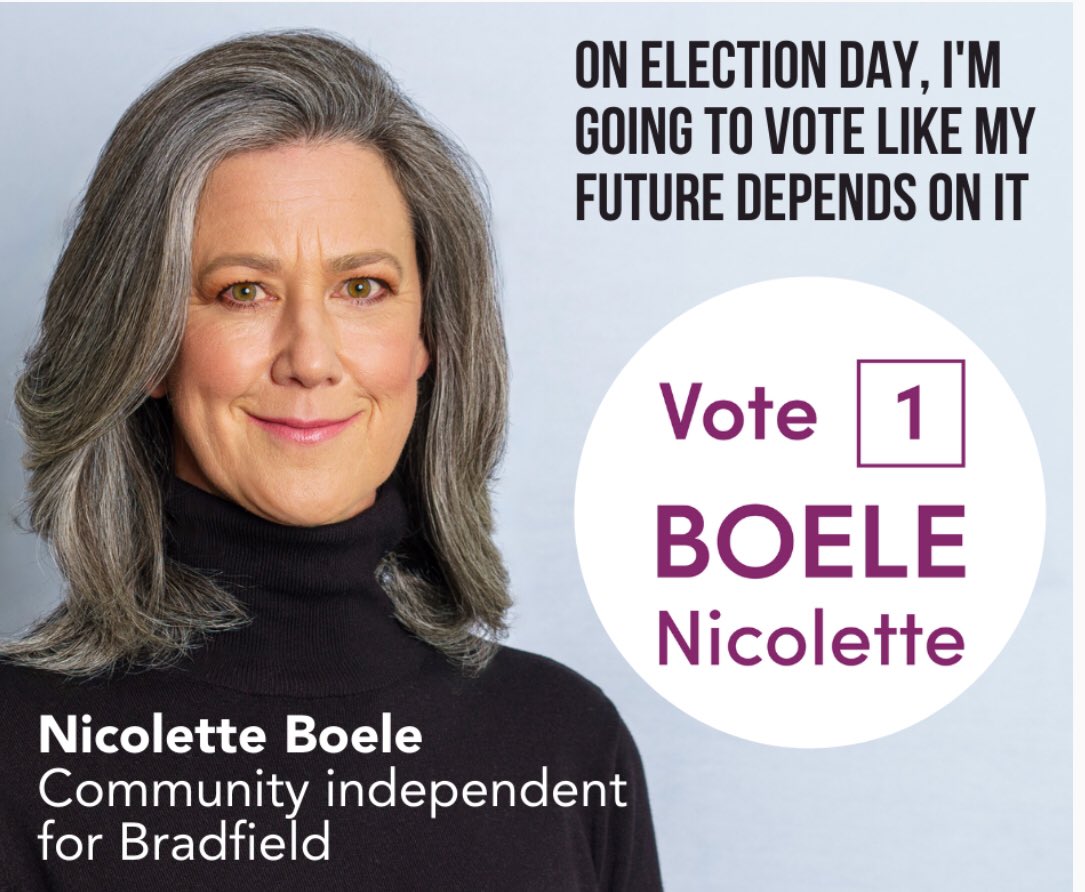 @MichaelPascoe01 @ABCmediawatch Remember integrity? If you’re in Bradfield vote 1️⃣ @Nicolette_Boele 
#BradfieldVotes 
#NicForBradfield