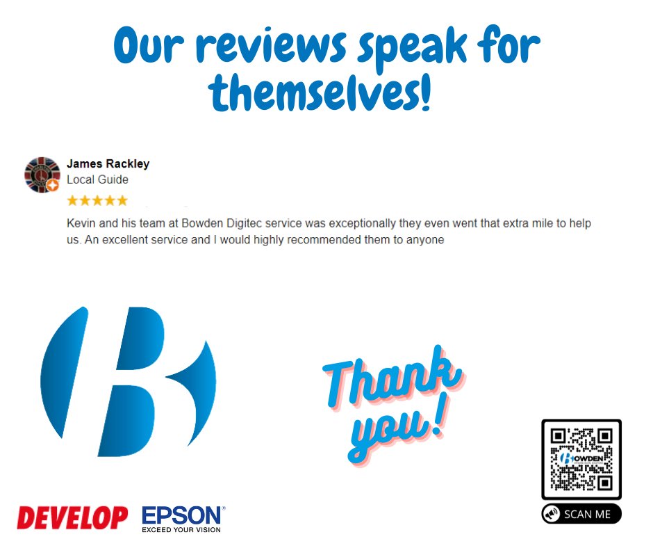 Bowdendigitec's tweet photo. The willingness for a company to go the extra mile for their customers, is what sets you aside!

Call on 0800 009 6770 
Email on enquiries@bowdendigitec.co.uk 
Or message us via this platform

#Epson #Reviews #team #bowdendigitec https://t.co/dDZQkj1EsB