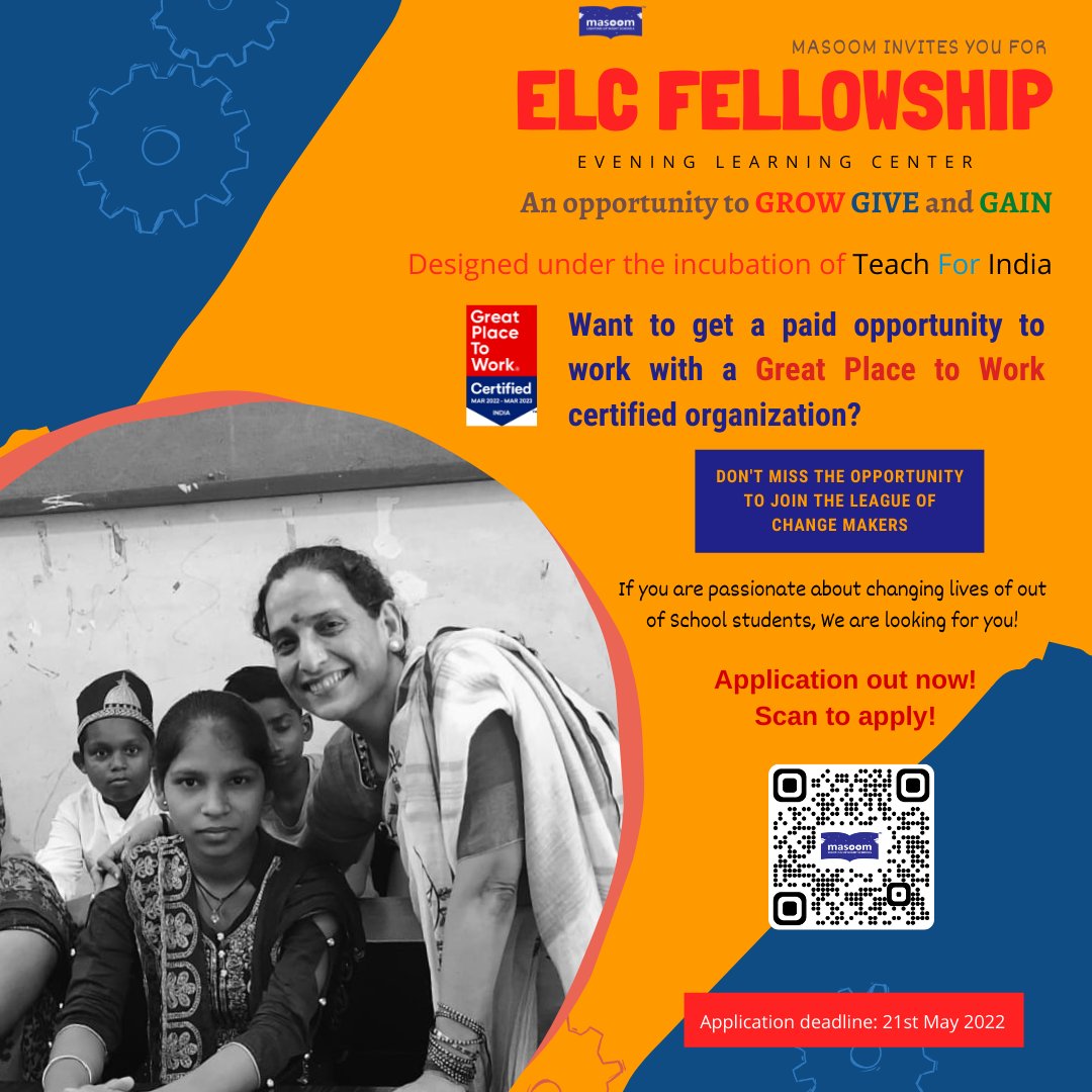 masoomeducation's tweet photo. Masoom is launching its fellowship designed under the guidance of @TeachForIndia Get onboard with us for a journey that will bring out the best in you.
To apply: https://t.co/56dc1kuGpV
FAQ: https://t.co/1SJ45zlBeq
#fellowship #masoom #leadership #mumbai #pune https://t.co/JasYFf0DCT