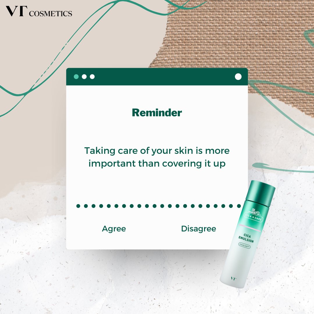 vtcosmetics_mys's tweet photo. Be confident in yourself 👌
It's important to take care of your skin instead of covering it up!
Do you agree with it? 🤔

#VTCosmetics #VTCosmeticsmy #VTCosmeticsmys #VT #Skincare #CICALIAO #CICAemulsion https://t.co/hGkao98d44