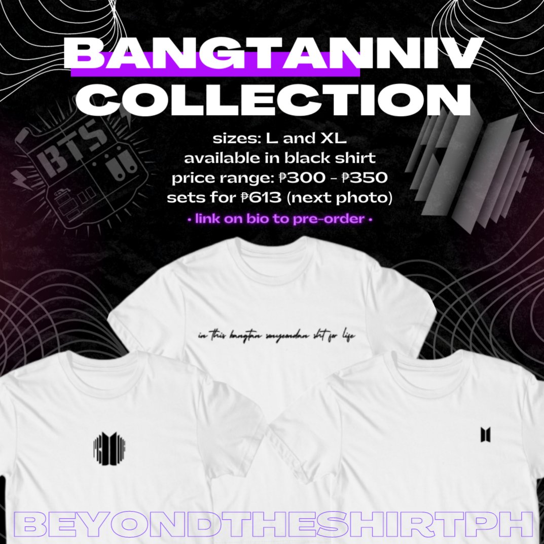beyondtheshirt's tweet photo. To celebrate the comeback, BTS and ARMYs anniversary, here's our BangtAnniv Collection w/ minimalist embroidered shirts you can wear any day of the week or errday! 🤪🥳🖤🤍

All details are on the pre-order form:
https://t.co/44RN9BH3Lc

#BTS #YetToCome #방탄소년단 #BTS_Proof https://t.co/Sgj6bcQrah